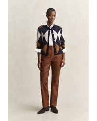 GANT - Flared Leather Pants Mahogany - Lyst