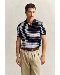 GANT - Striped Pima Cotton Polo Shirt Evening - Lyst