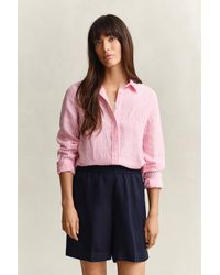 GANT - Regular Fit Striped Linen Shirt - Lyst