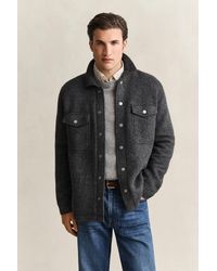 GANT - Fleece Overshirt Charcoal Melange - Lyst