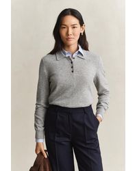 GANT - Lambswool Rugger Sweater Melange - Lyst