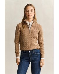 GANT - Stretch Cable Knit Half-Zip Sweater Warm - Lyst