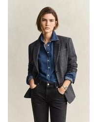 GANT - Pinstriped Hourglass Blazer Charcoal Melange - Lyst