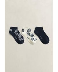 GANT - 3-Pack Monogram Ankle Socks Evening - Lyst