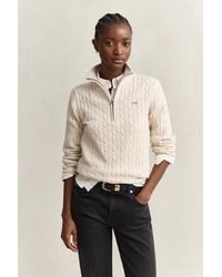 GANT - Stretch Cable Knit Half-Zip Sweater - Lyst
