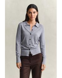 GANT - Extra Fine Merino Wool Cardigan Melange - Lyst