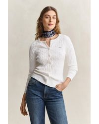 GANT - Stretch Cotton Cable Knit Cardigan - Lyst