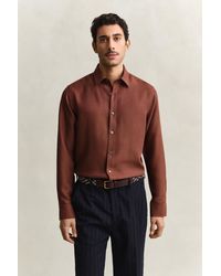 GANT - Lyocell Shirt Mahogany - Lyst