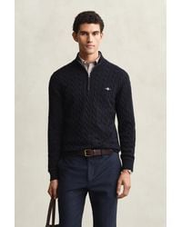 GANT - Cotton Cable Half Zip Jumper - Lyst