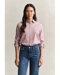 GANT - Regular Fit Striped Classic Poplin Shirt - Lyst