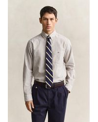 GANT - Striped Classic Oxford Shirt Light Taupe - Lyst