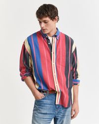 GANT - Oversized Fit Striped Seersucker Shirt - Lyst