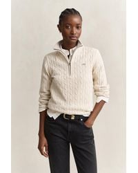 GANT - Stretch Cable Knit Half-Zip Sweater - Lyst