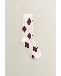 GANT - Argyle Check Socks Eggshell - Lyst