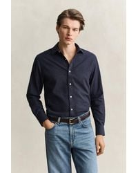 GANT - Flannel Mélange Shirt Dark Melange - Lyst