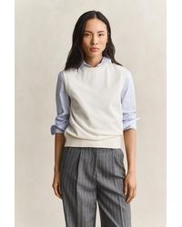 GANT - Knitted Wool Vest Cream - Lyst