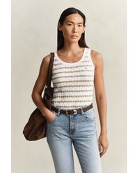 GANT - Striped Cable Knit Tank Top - Lyst