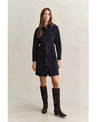 GANT - Belted Corduroy Shirt Dress Evening - Lyst
