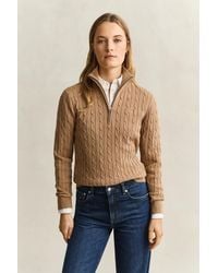 GANT - Stretch Cable Knit Half-Zip Sweater Warm - Lyst