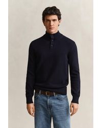 GANT - Supima Cotton Buttoned Neck Sweater Evening - Lyst