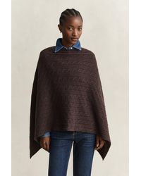 GANT - Wool Cable Knit Poncho Deep - Lyst