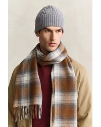 GANT - Lambswool Cable Knit Beanie Melange - Lyst