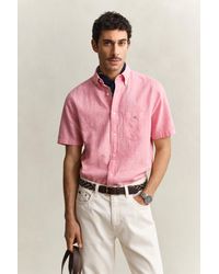 GANT - Linen Blend Short Sleeve Shirt - Lyst