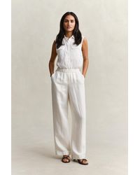 GANT - Linen Blend Pants Eggshell - Lyst
