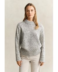GANT - Wool Blend Nepps Sweater Cream - Lyst