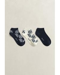 GANT - 3-Pack Monogram Ankle Socks Evening - Lyst