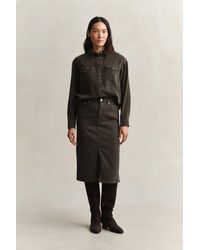 GANT - Twill Colored Pencil Skirt Dark Moss - Lyst