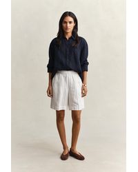 GANT - Striped Linen Blend Shorts Eggshell - Lyst