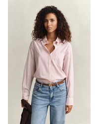 GANT - Striped Luxury Oxford Shirt Eggshell - Lyst