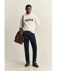 GANT - X Yale Crew Neck Sweatshirt Cream - Lyst