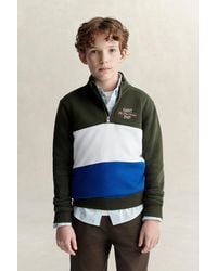 GANT - Teens Teen Boys Color Block Half-Zip Sweatshirt Dark Moss - Lyst