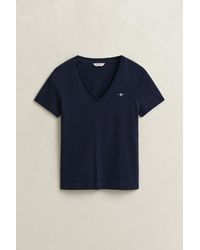 GANT - Shield V-Neck T-Shirt - Lyst