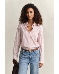 GANT - Striped Luxury Oxford Shirt Eggshell - Lyst