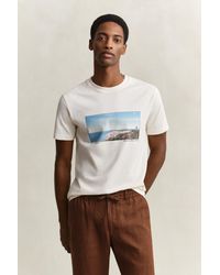 GANT - Scenery Graphic T-Shirt Cream - Lyst