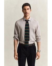 GANT - Striped Flannel Mélange Shirt Light Melange - Lyst