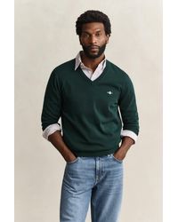 GANT - Cotton V-Neck Sweater Tartan - Lyst