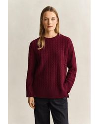 GANT - Wool Cashmere Cable Knit Sweater - Lyst