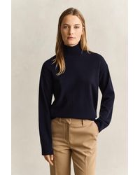 GANT - Superfine Lambswool Mock Neck Sweater Evening - Lyst