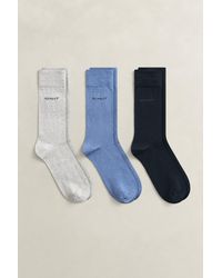 GANT - 3-Pack Mercerized Cotton Socks Denim Melange - Lyst
