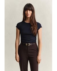GANT - Slim Ribbed T-Shirt Evening - Lyst