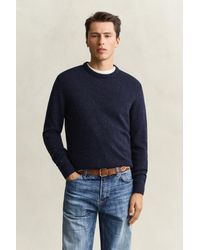 GANT - Wool Blend Nepps Crew Neck Sweater Evening - Lyst