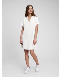 Gap V-neck Polo Shirt Dress - White