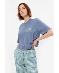 Gap - , Top Pigiama In Slub Jersey Con Tasca, , Azzurro, Taglia: XS - Lyst