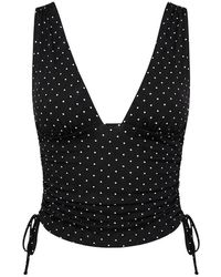 Garage - Plunge Ruched Tie Mesh Top - Lyst