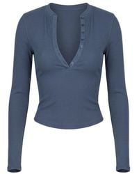Garage - Snatchrib Crewneck Henley Long Sleeve Top - Lyst