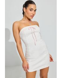 Garage - Strapless Lace Trim Mini Dress - Lyst